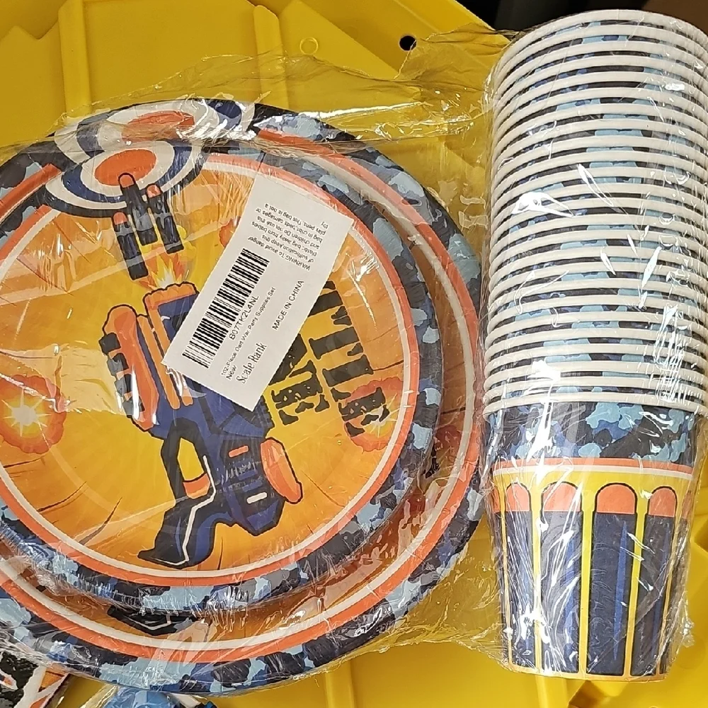 Dart Battle Party Supplies Set - Orange and Blue